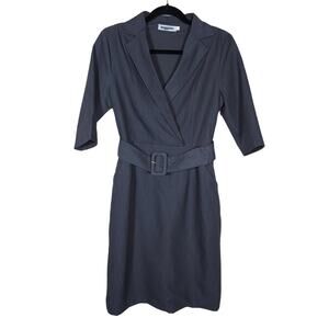 Luna Bailey Womens Dress Small Gray Belted Half Sleeve Blazer Dress Office Wear